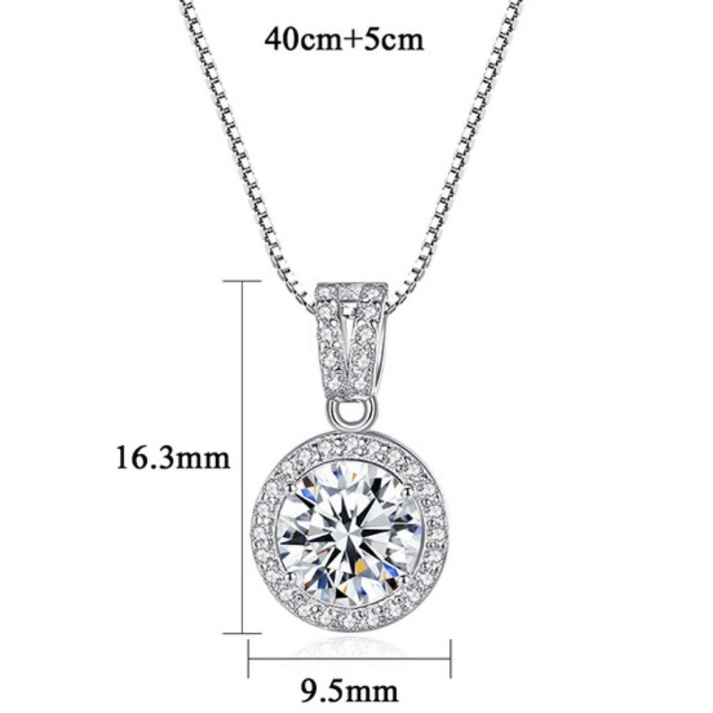 Certified 1ct. t.w. Diamond Moissanite Halo Necklace NEW K - Picture 7 of 11